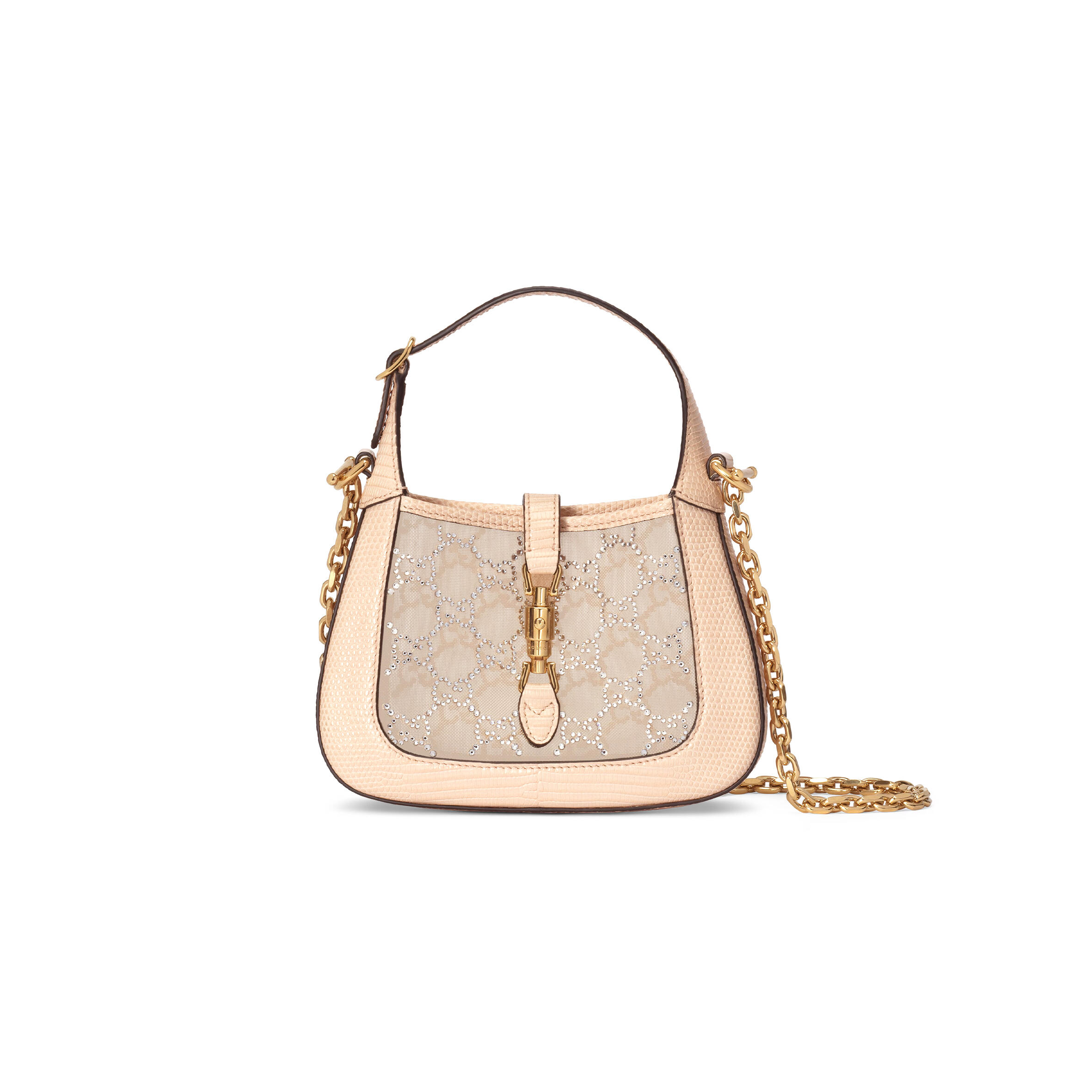 GUCCI JACKIE 1961 MINI CRYSTAL GG LIZARD BAG 677027 (19*13*3cm) GUCCI JACKIE 1961 MINI CRYSTAL GG LIZARD BAG 677027 (19*13*3cm)
